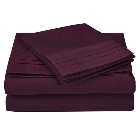 LUXOR TREASURES Luxor Treasures-Executive 3000 MF3000CKSH 3LPL Executive 3000 Series California King Sheet Set; Solid; 3 Line Embroidery - Plum MF3000CKSH 3LPL